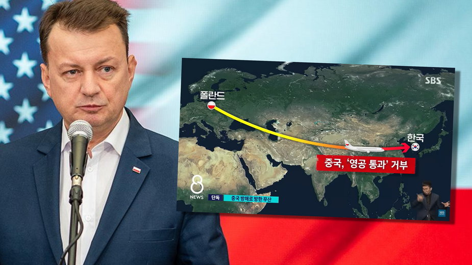 Mariusz Błaszczak nie dotarł do Korei Południowej. Media: Chiny zablokowały przestrzeń powietrzną